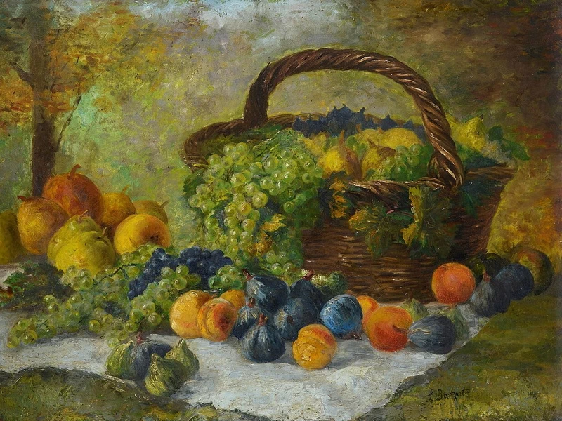 1857-Licinio Barzanti - Natura morta con frutta